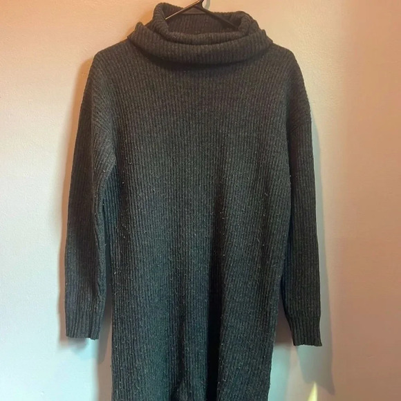 Madewell XS 100% merino wool fold over turtleneck pullover sweater dress - Picture 3 of 6